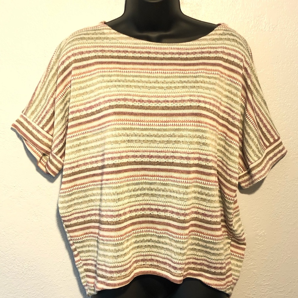 MADELINE SPARKLESTEIN knit striped shirt blouse Sm